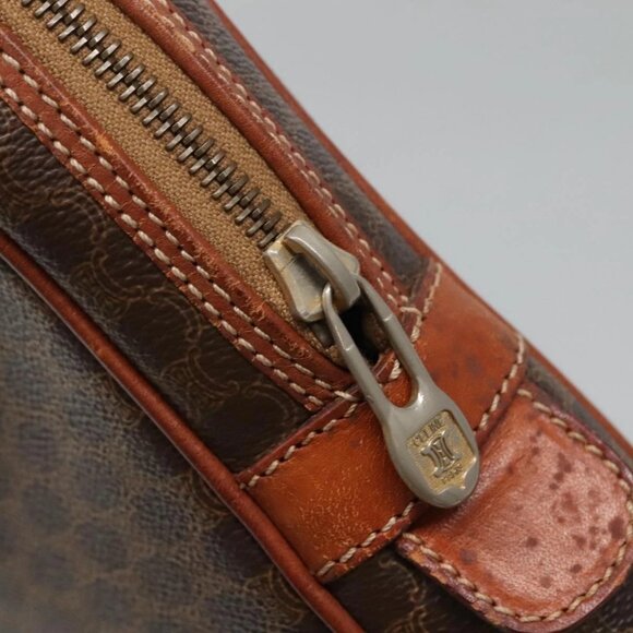 CELINE Macadam Canvas Hand Bag PVC Leather Brown Gold - Picture 10 of 15